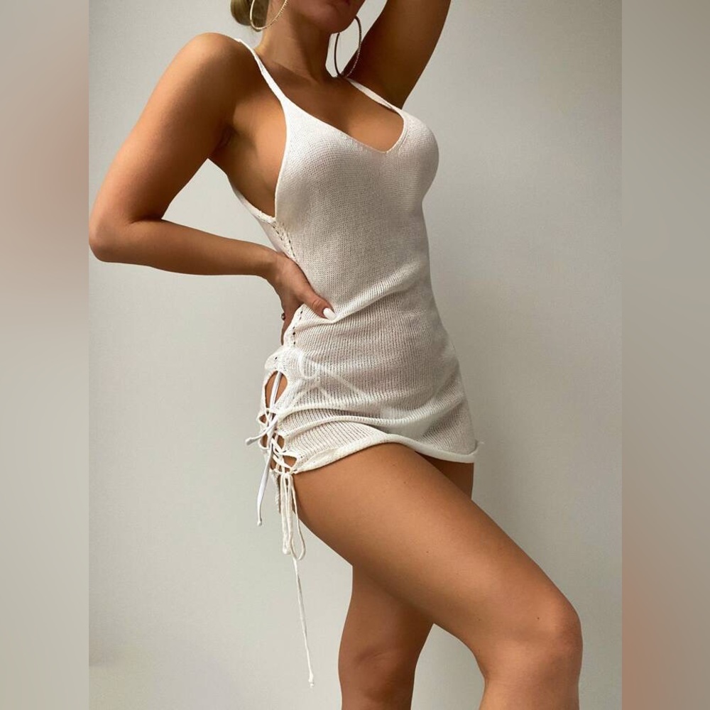 SHEIN Lace Up Side Cover Up